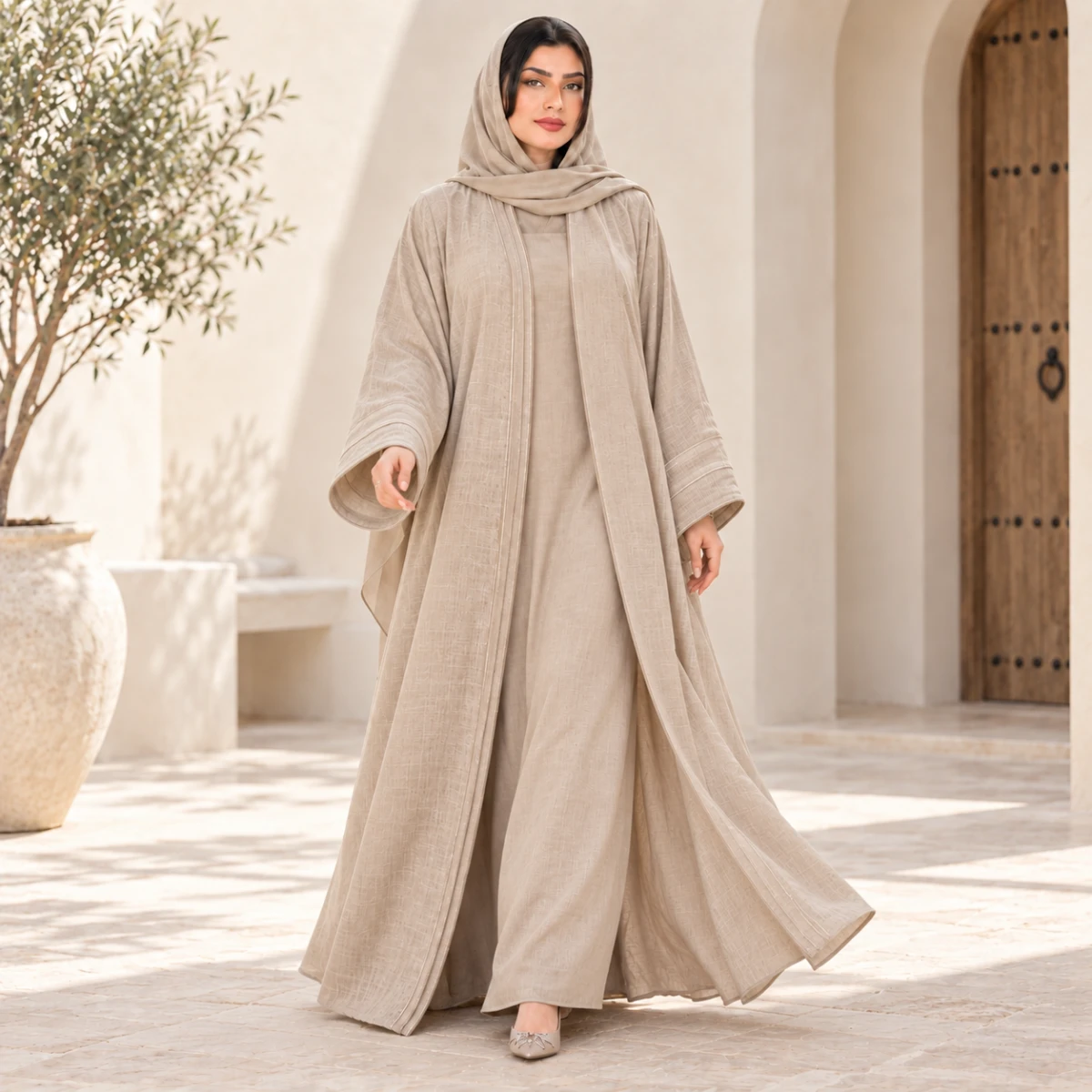 عباية كتان كاجوال