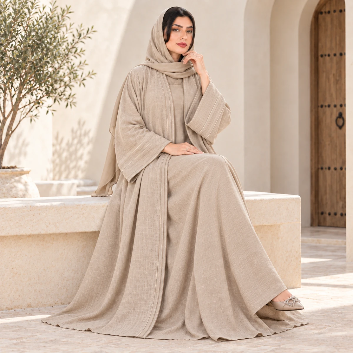 عباية كتان كاجوال