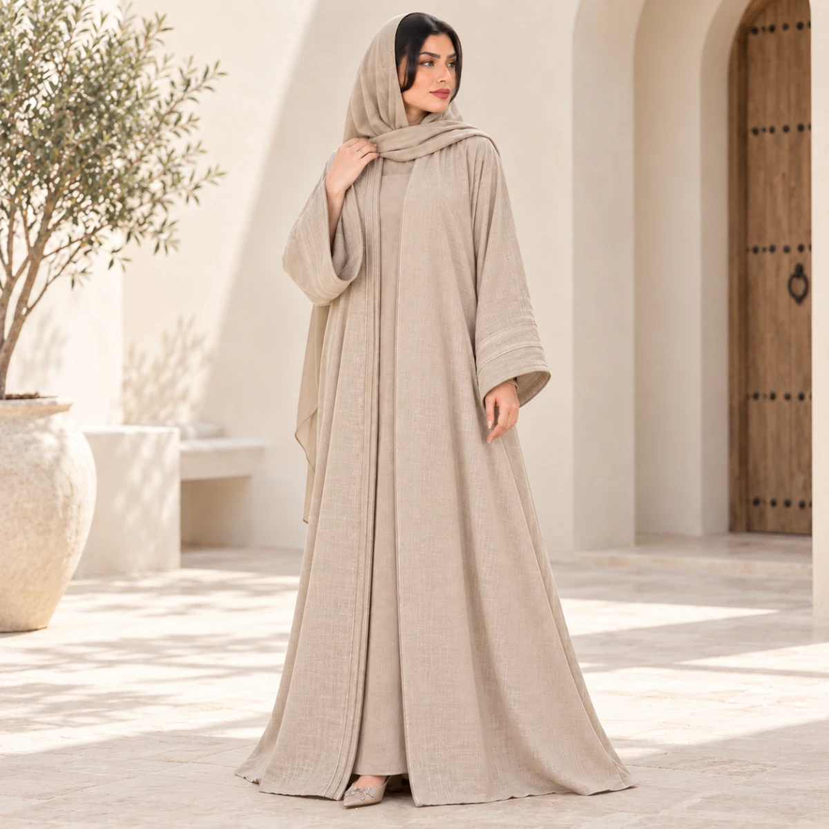 عباية كتان كاجوال